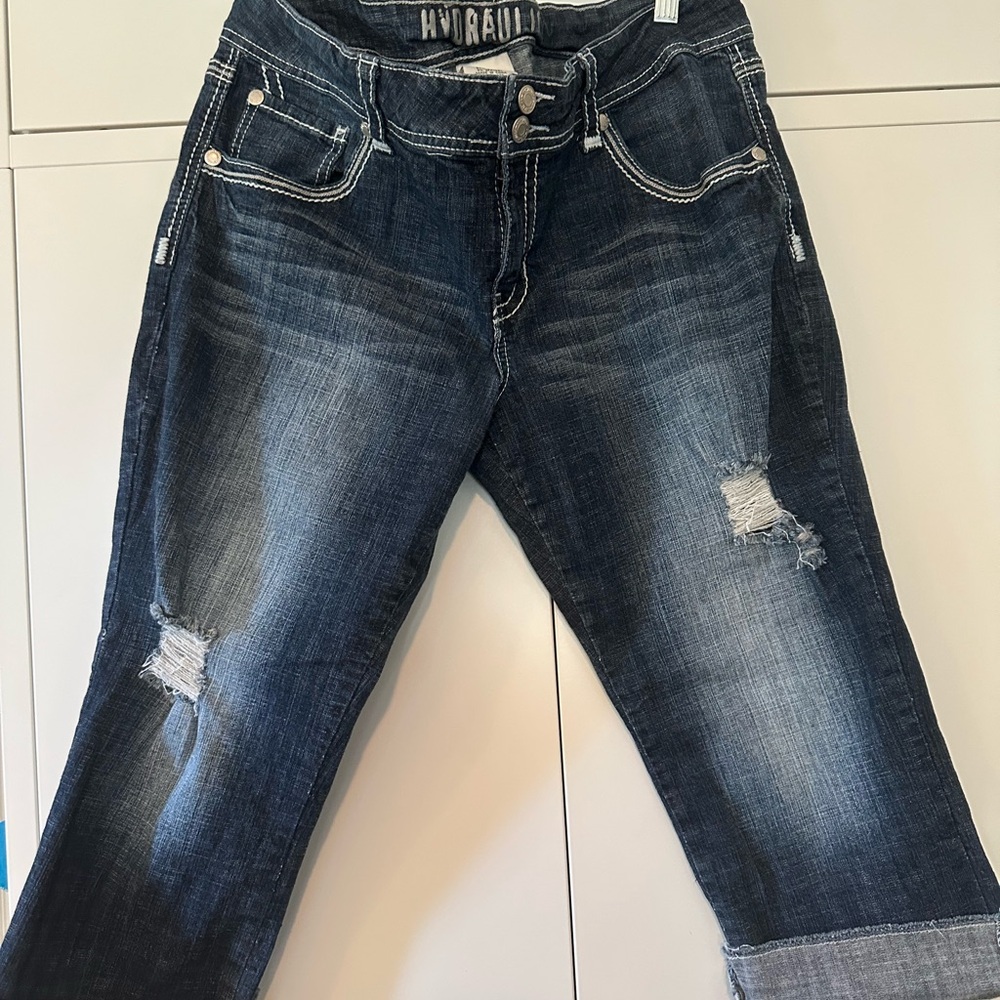 Hydraulic Dark Blue Distressed Boyfriend Jeans